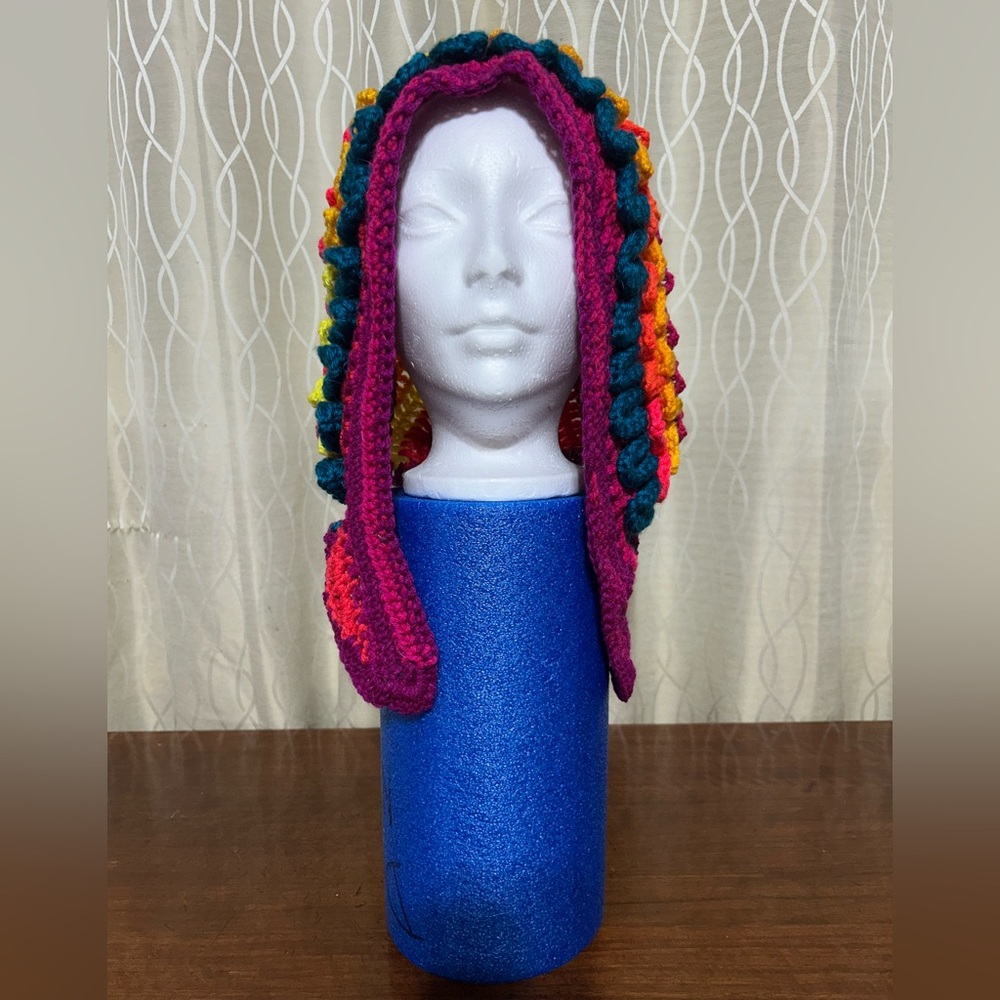 Funky Hand Crocheted Winter Hat Using Dragon Stitch - Picture 3 of 5